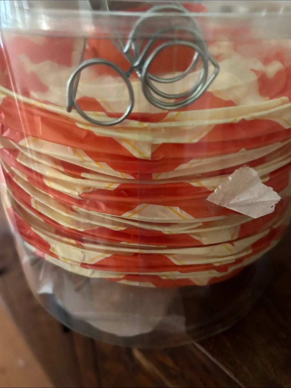 Cost Plus World Market Antigua Chevron Red and Cream Battery Operated Lanterns